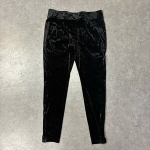 Logo Lori Goldstein Black Velvet Pull On Pants Womens XL Casual Comfort Stretch